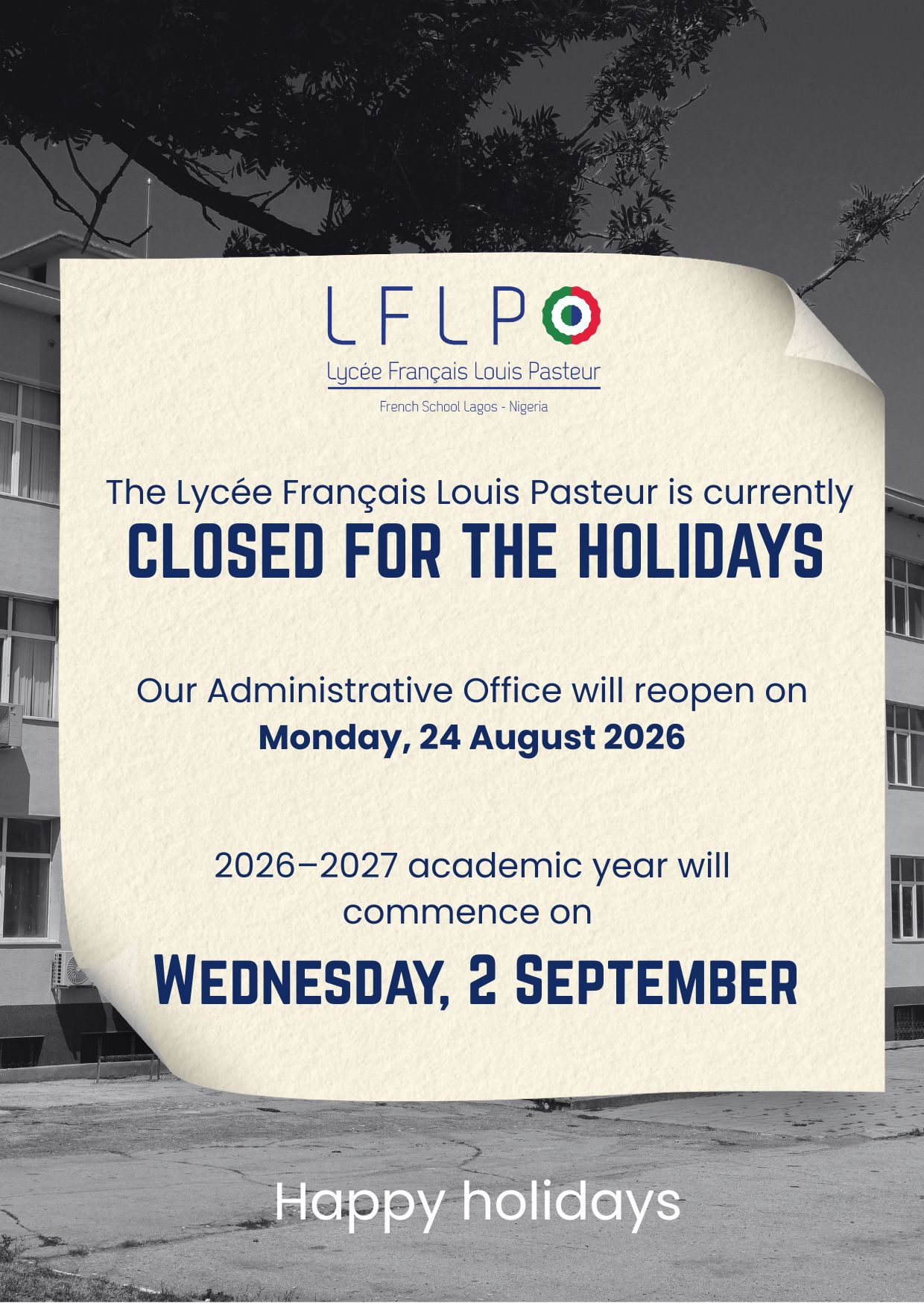 closed for the holidays, lflp-lagos